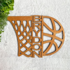 Basketball Namensschild, Holz Basketball Schild, Basketball Geschenk, Basketball Wandkunst, Basketball Name, Sport Namensschild, Holz Basketball Hängen