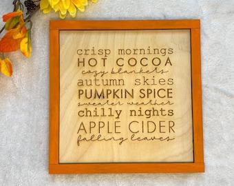 Crisp Mornings, Hot Cocoa, foglie che cadono, Fall Decor, Crisp Morning Sign, segno di caduta, segno autunnale, arredamento autunnale, segno di spezie di zucca, mele