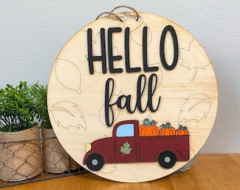 Hello Fall Door Hanger, Fall Door Hanger, Pumpkin Door Hanger, Autumn Door Hanger, Hello Fall Sign, Pumpkin Sign, Fall Sign, Autumn Sign