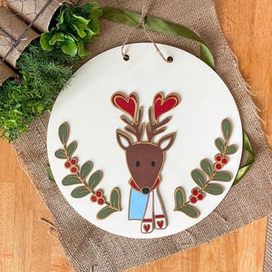 Reindeer Hanger, Reindeer Sign, Christmas Decor, Christmas Sign, Reindeer Decor, XMas Decor, Reindeer Christmas Sign, Reindeer XMas Hanger