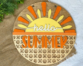 Sun Welcome Sign, Sun Sign, Sun Rattan Sign, Summer Welcome, Summer Decor, Welcome Sun Sign, Welcome Sun Hanger, Hello Summer Sun Sign