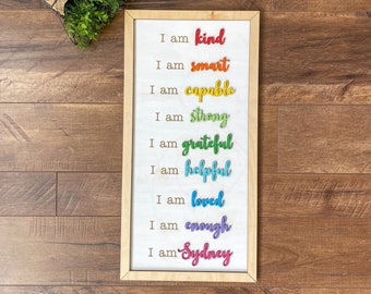 Personalized Affirmation Sign, Kids Daily Affirmation, Affirmation Wall Art, Affirmation Sign, Child Confidence, Child Affirmation, Kid Room