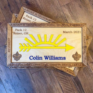 Arrow of Light Plaque, Cub Scout Arrow of Light, Framed Arrow of Light, Arrow of Light Scout Plaque, Wood Arrow of Light, Arrow of Light