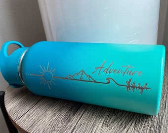 Adventure Water Bottle, Ombre Water Bottle, Personalized Insulated Water Bottle, Mountains Water Bottle, Engraved Water Bottles With Straw