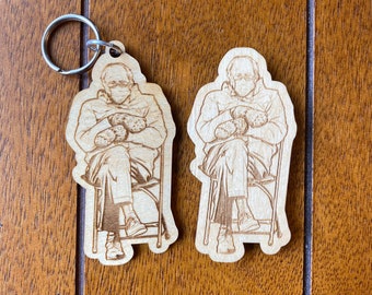 Bernie Sanders Mittens, Inauguration, Wood Keychain, Wood Magnet, Cold Bernie, Feel The Bern, Bernie magnet, Bernie Keychain, Funny Bernie