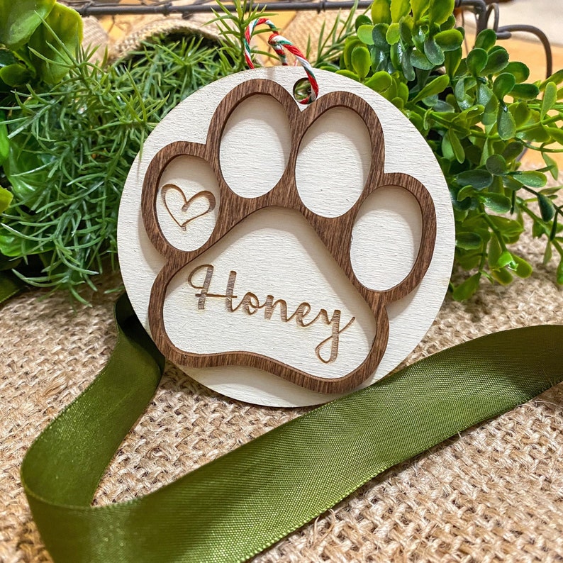 Personalized Paw Print Ornament Dog Ornament Cat Ornament - Etsy
