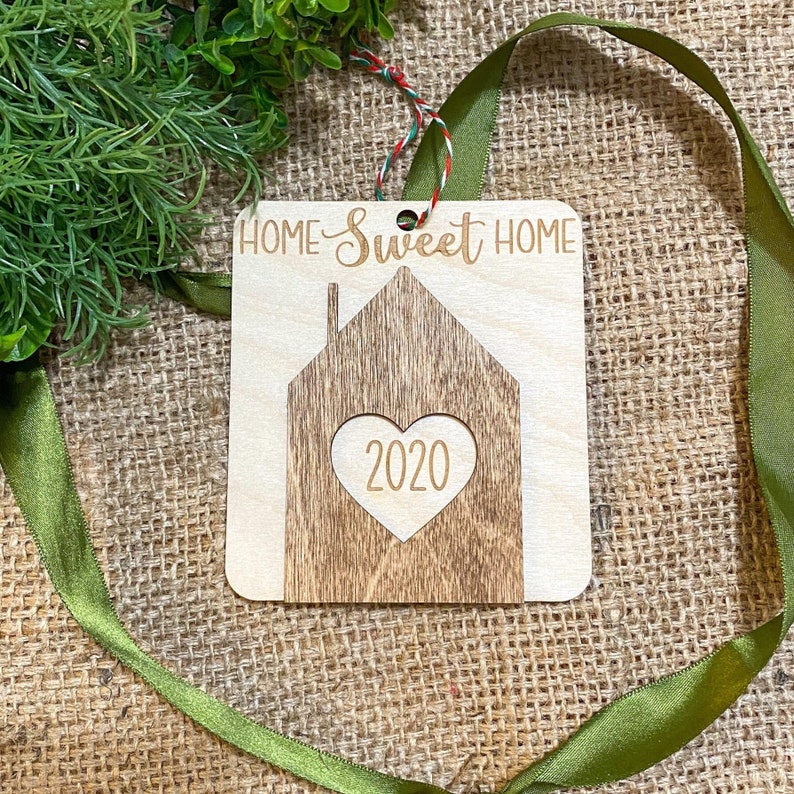 Home Sweet Home Ornament, New Home Ornament, New House Ornament, New Home Gift, First Home Ornament, First Home Gift, First House Ornament, Natural Stain