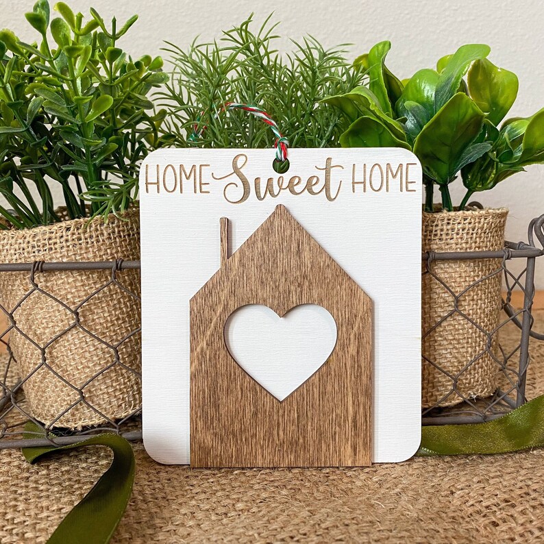 Home Sweet Home Ornament, New Home Ornament, New House Ornament, New Home Gift, First Home Ornament, First Home Gift, First House Ornament, White Paint