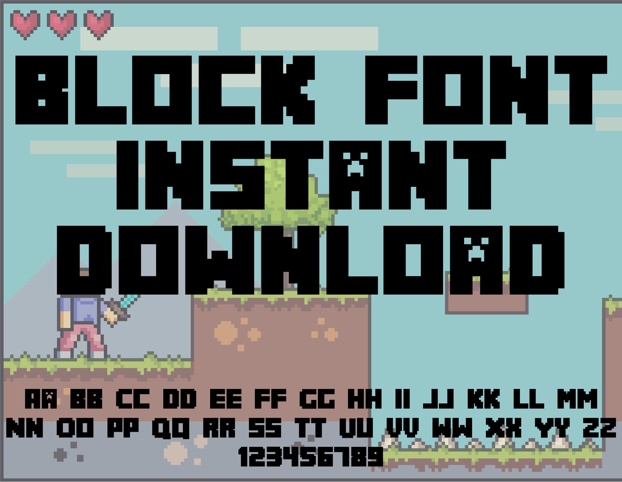 Block Font Minecraft Font TTF Instant Download Game Etsy