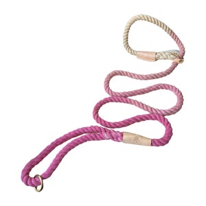 BULPET Eco Friendly Organic Cotton Durable Thick Slip Dog Rope Leash with Vegan Leather/Dog Slip Lead/ 6.5 Ft/ All Dogs