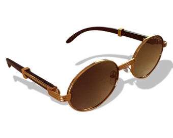 Vintage Maradona Luxury Sunglasses – Oval Lenses, Gold Frame | 90s 2000s Style | Retro Elegance | Unisex Men & Women