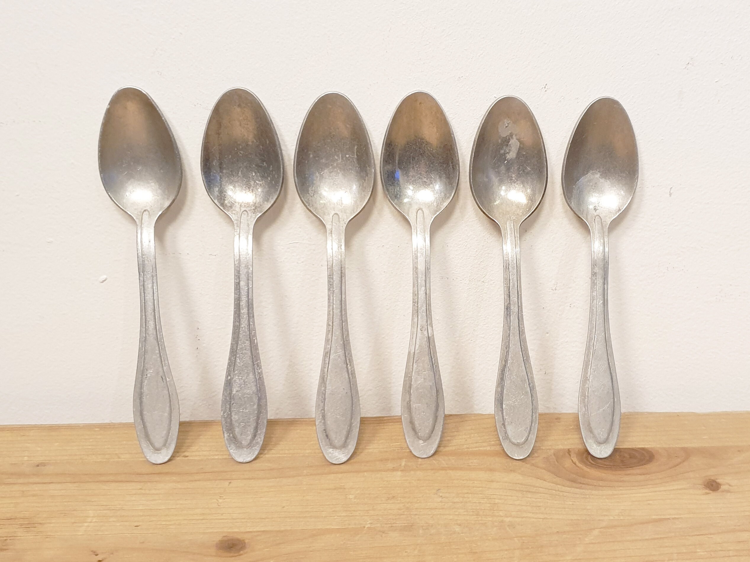 Aluminium Tea Spoons, Vintage Aluminum Small Teaspoons, Set of 6pcs