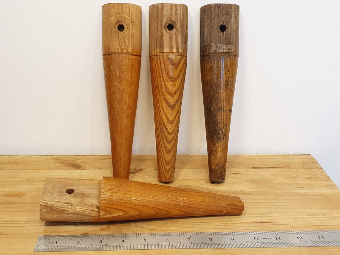 Vintage Wooden Legs, Set of 4, Soviet Era, Vintage Furniture Legs, Made