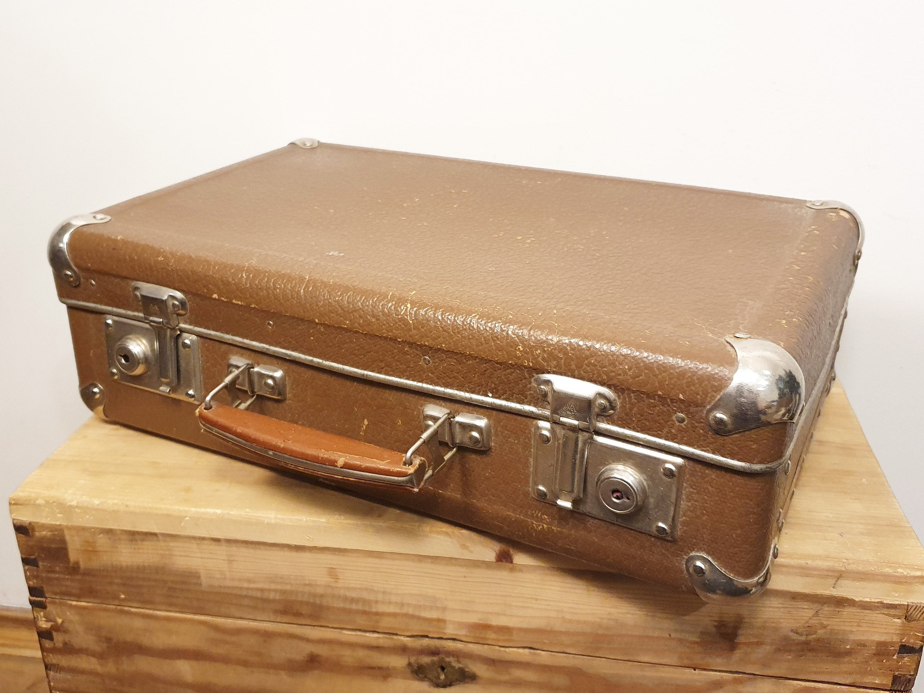 Soviet Small Suitcase Antique Brown 