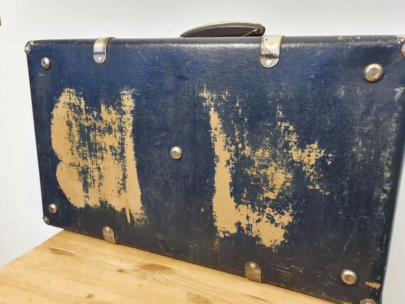 Soviet Suitcase, Antique Dark Blue Suitcase, Vint… - image 9