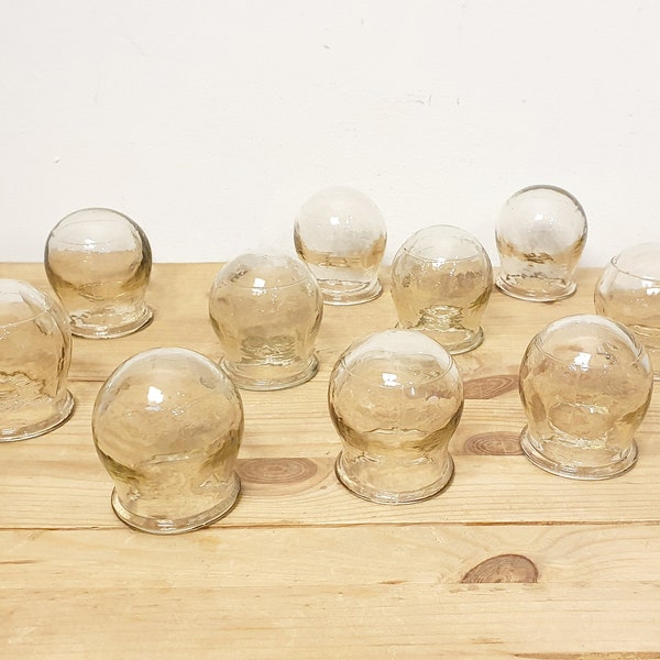 Vintage medizinisches Glas, 10er Set, medizinische Feuer Schröpfgläser, klares Glas, hergestellt in der UdSSR, Massagebecher, kleine Vase, für Gartenarbeit, kleine Pflanze