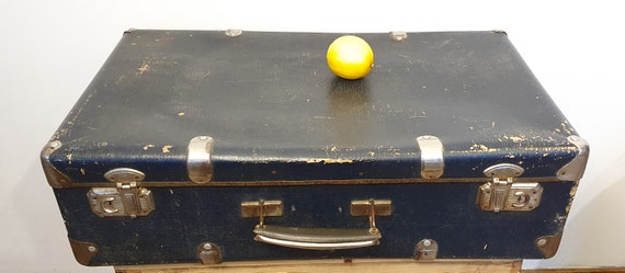 Soviet Suitcase, Antique Dark Blue Suitcase, Vint… - image 4