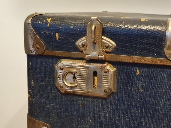 Soviet Suitcase, Antique Dark Blue Suitcase, Vint… - image 6