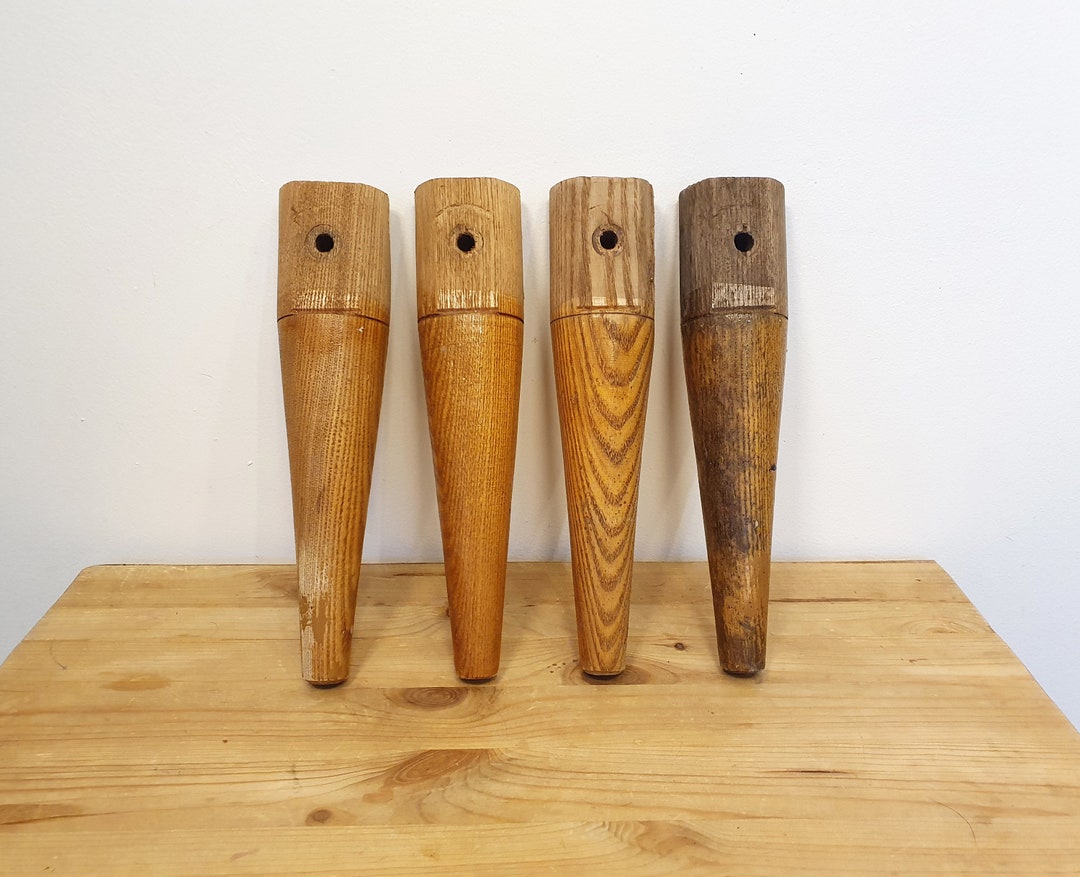 Vintage Wooden Legs, Set of 4, Soviet Era, Vintage Furniture Legs, Made