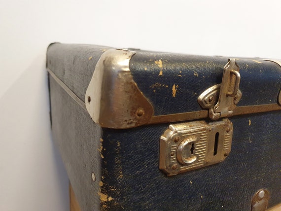 Soviet Suitcase, Antique Dark Blue Suitcase, Vint… - image 8