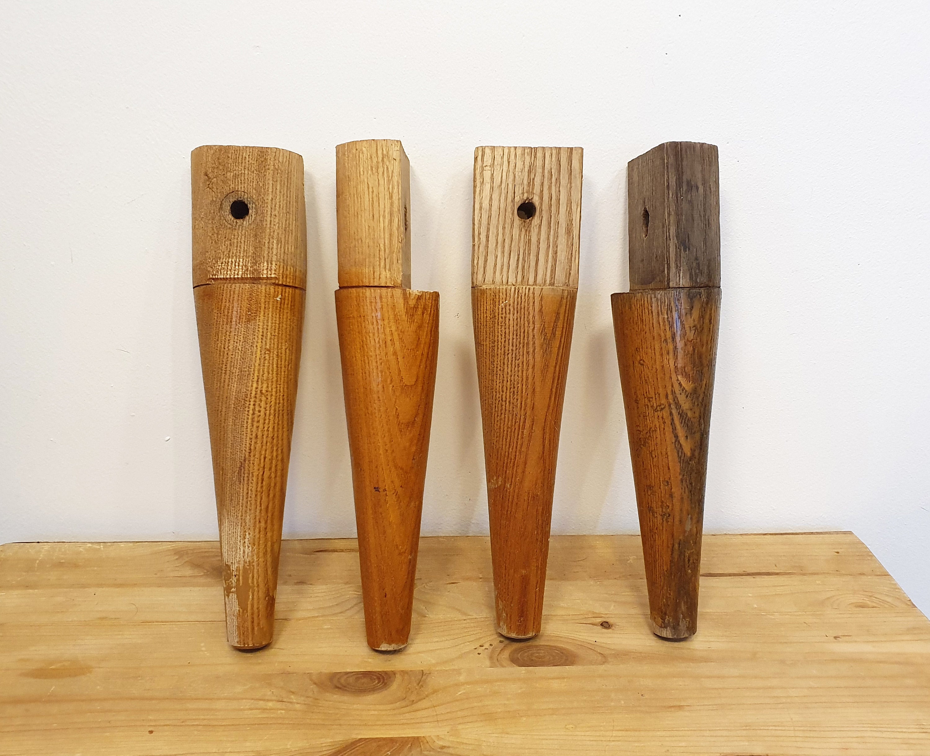 Vintage Wooden Legs, Set of 4, Soviet Era, Vintage Furniture Legs, Made