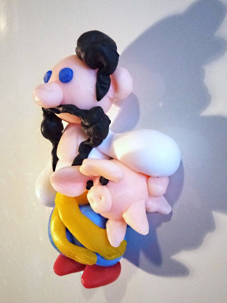 magnet craft Kozak/_Homme ukrainien/_cochon/_Paysan/_Figurine for r\u00e9frig\u00e9rateur/_P\u00e2te polym\u00e8re/_Fridge magnets