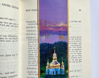 Kiew_Acrylgemälde auf Leinwand_Bookmark_Originalgemälde_Handgemacht_Kiew-Pechersk Lavra_Blick auf den Dnjepr