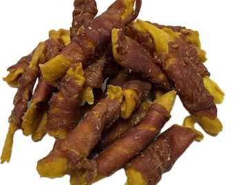 CHICKEN-WRAPPED MANGO | Natural Dog Treats | Meat Wrapped Fruit + Veg | Healthy Training Reward | Bulk-Buy/Wholesale | Dog Walkers Gifts