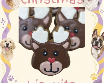 DOG  CHRISTMAS TREATS | Grain free biscuits, Rudolph, Santa, Puppy xmas gifts, gifts for dog lovers, dog mums, natural doggy snacks