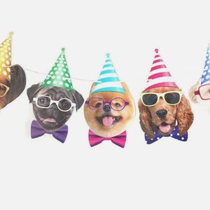 Dog birthday flag, dog birthday banner, dog birthday, dog birthday decor, dog birthday bunting, dog birthday face banner, puppy party