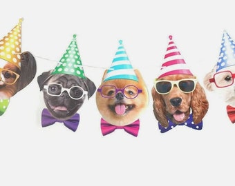 Verjaardagsvlag hond, verjaardagsbanner hond, hondverjaardag, decor hondverjaardag, hondverjaardagsgors, gezichtsbanner verjaardag hond, puppyfeestje