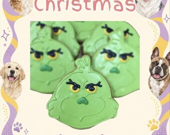 DOG  CHRISTMAS TREATS | Grain free biscuits, Santa, Grinch, Rudolph, Puppy xmas gifts, gifts for dog lovers, dog mums, natural doggy snacks