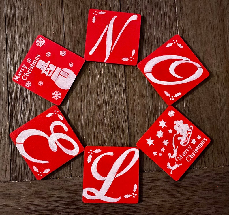 NOEL XMAS Coasters set of 6