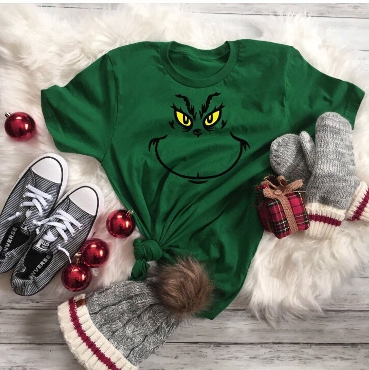 Grinch face  T-Shirt, Funny Christmas, Holiday T-shirt, Grinch gift, Christmas Tshirt, Grinch Xmas, gift for friends
