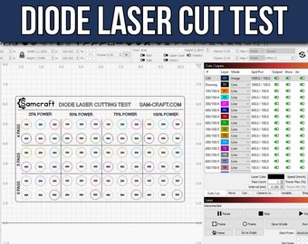 Diode Laser Cutting Test Dateien - Digitaler Download - Lasergravur Projekt - Lightburn Datei