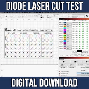 Diode Laser Cutting Test Files - Digital Download - Laser Engraving Project - Lightburn File