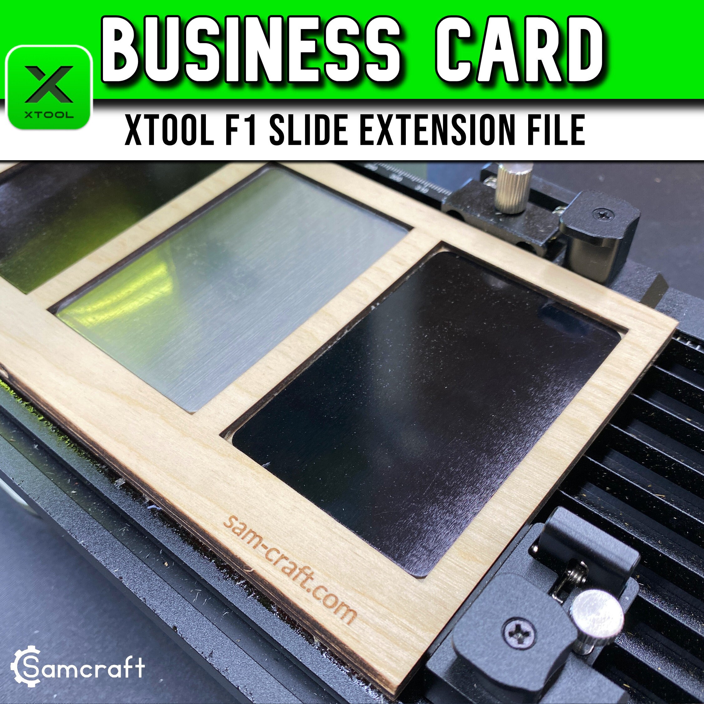 Xtool Business Card File, Xtool F1 Template, Xtool F1 Slide Extension,  Business Card Template, XCS File, Laser Engraving File, Samcraft 