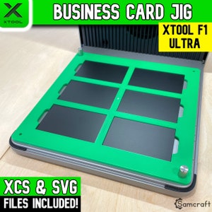Gabarito para cartão de visita xTool F1 Ultra, gabarito para laser de fibra xTool, gabarito xTool F1 Ultra, gabarito de fibra, arquivo XCS, gabarito para gravador a laser, Samcraft