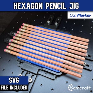 Gabarit crayon pour lasers ComMarker | Crayons gravés au laser | Fabriqué aux États-Unis par Samcraft