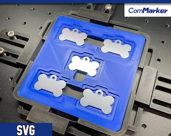 ComMarker Bone Pet Tag Jig: Laser Engraving Alignment Tool (SVG File)