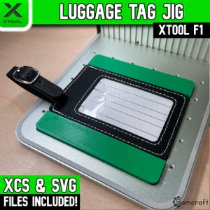 xTool F1 Gepäckanhänger Schablone, xTool Fiber Laser Jig, Laserschablone, XCS File, Laserbarer Kunstleder Gepäckanhänger, Samcraft