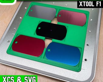 xTool F1 Military Dog Tag Laser Jig: 5-Tag Template (XCS & SVG File)