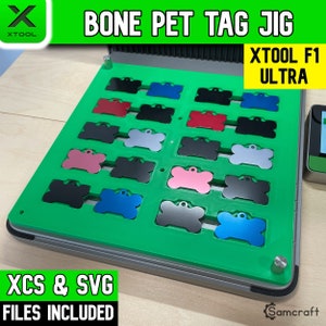 xTool F1 Ultra Bone Pet Tag Jig, xTool Fiber Laser Jig, xTool F1 Ultra Jig, Fiber Jig, XCS-bestand, Samcraft