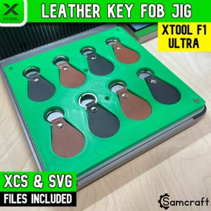Plantilla para llavero de cuero xTool F1 Ultra, plantilla para llavero de cuero, plantilla xTool F1 Ultra, plantilla xTool, lima XCS, cuero de PU, plantilla para grabado láser, Samcraft