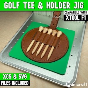 xTool F1 Golf Tee & Halter Jig, xTool Fiber Laser Jig, Laser Jig, Laser Vorlage, XCS File, Golf Tee Jig, Golfing Jig, Samcraft
