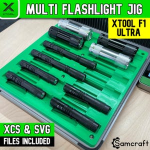 Gabarit pour lampe de poche xTool F1 Ultra par Samcraft | Outil de gravure laser imprimé en 3D pour lampes de poche tactiques, en aluminium et de poche