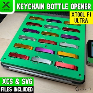 Plantilla para abrir botellas con llavero xTool F1 Ultra, plantilla para láser de fibra xTool, plantilla para fibra xTool F1 Ultra Jig, lima XCS, abridores de botellas, Samcraft