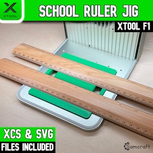 xTool F1 School Ruler-mal, xTool Fiber-lasermal, lasermal, lasersjabloon, xCS-bestand, terug naar school, houten liniaal, Samcraft
