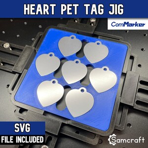 Heart Pet Tag-mal voor ComMarker-lasers | Lasergegraveerde huisdierlabels | Gemaakt in de VS door Samcraft
