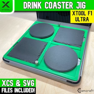 xTool F1 Ultra 4-Zoll-Getränkeuntersetzer-Vorrichtung, xTool Fiber Laser Jig, xTool F1 Ultra Jig, Fiber Jig, XCS-Datei, Samcraft